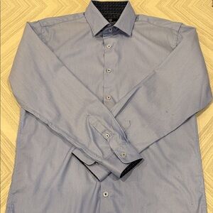 Leo & Zachary Boys Blue & White Button Down Dress Shirt Size 16